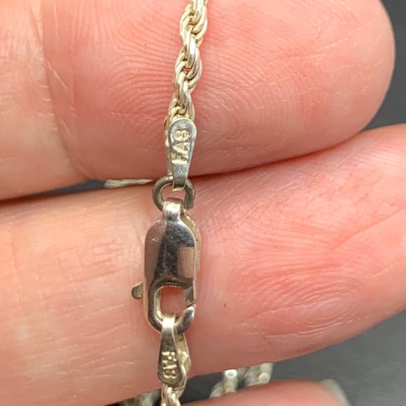 Sterling Silver 925 Italy Solid 1.5mm Rope Chain w/ Lobster Claw Clasp 25" Long - Picture 9 of 9